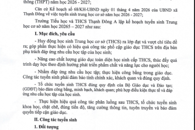 Kế hoạch tuyển sinh THCS năm học 2025-2026